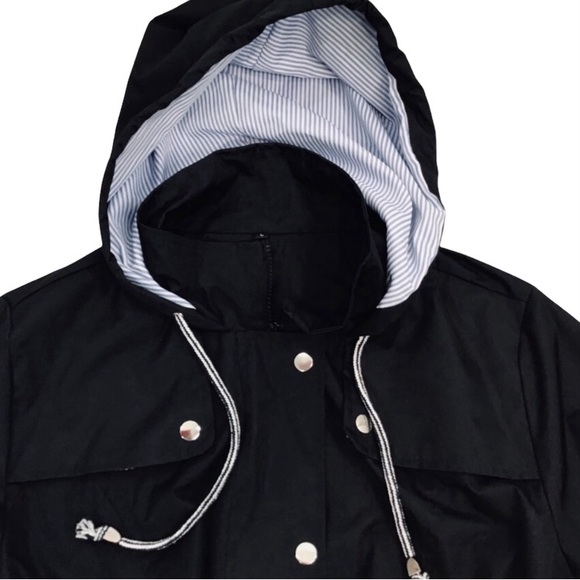 Women’s Front Zipper + Snaps Hooded Rain Jacket Fully Lined Black Size L… - Picture 4 of 16